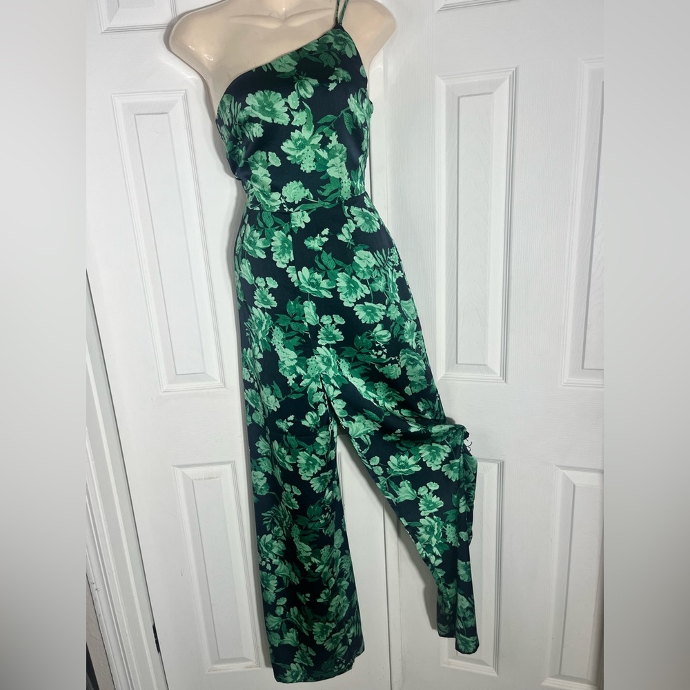 Sugarlips One-Shoulder Leaf Print Jumpsuit
